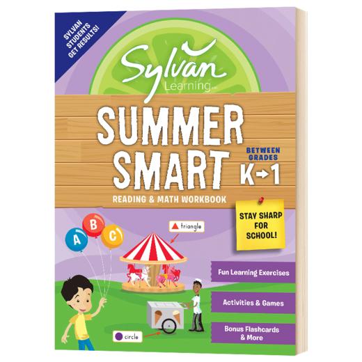 美国幼儿园小学1年级暑假阅读数学技巧练习册 英文原版 Sylvan Summer Smart Workbook K 1 英文版 进口原版英语书籍 商品图1