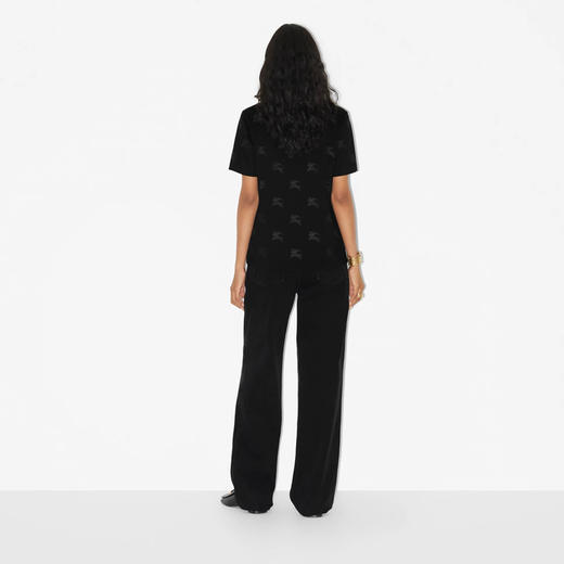 BURBERRY 巴宝莉 女士马术骑士徽标棉质圆领短袖T恤 黑色 8072087 A1189 商品图3