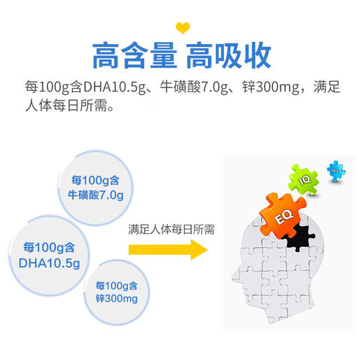康恩贝长兴牌DHA牛磺酸锌软胶囊辅助改善记忆力儿童学生青少年补锌正品 商品图6
