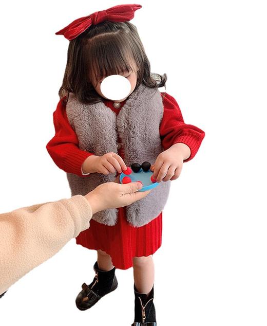 童装女童针织连衣裙2023秋冬新款儿童洋气公主裙子宝宝毛衣潮T95 商品图3