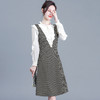 修身时尚，秋款圆领长袖通勤优雅气质A字裙格纹假两件连衣裙QYM-AH-23A1945-L 商品缩略图2