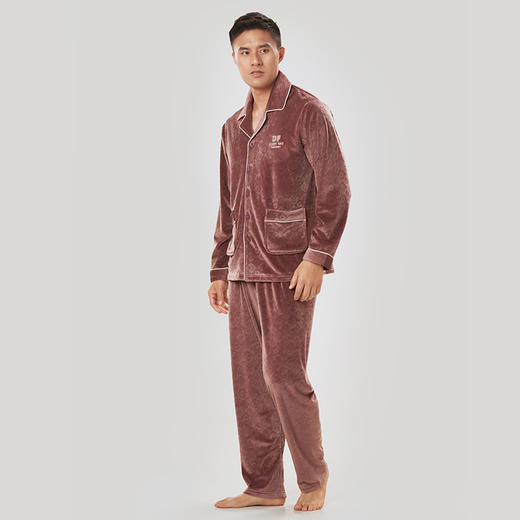 都市丽人都市锋尚生活家居男士睡衣海岛绒烂花海岛绒厚款长袖长裤类家居服套装FH31J2 商品图1