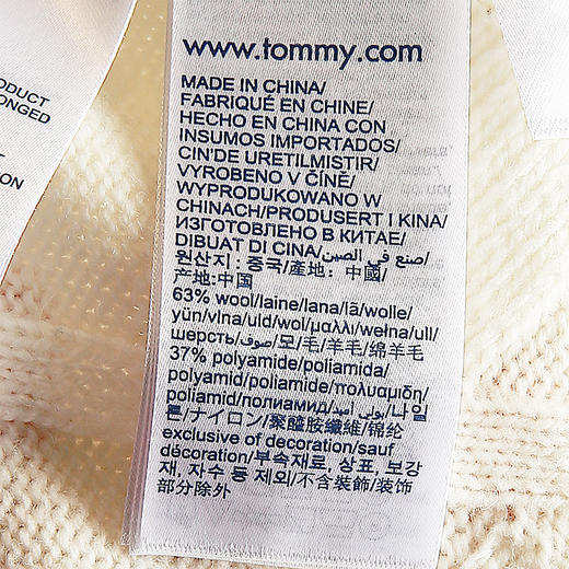 【特价商品不退不换】TOMMY 毛衣女  WW37465-YBI .63% WOOL 37% POLYAMIDE 商品图2
