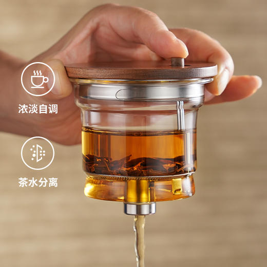 雅集 玻璃壶 筑茗飘逸壶750ml（胡桃木枝丫款） 商品图2