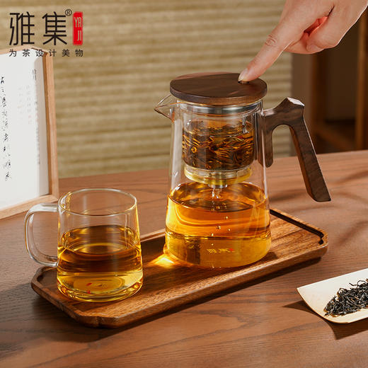 雅集 玻璃壶 茶塔飘逸壶 木盖木把款 精致茶壶 商品图2