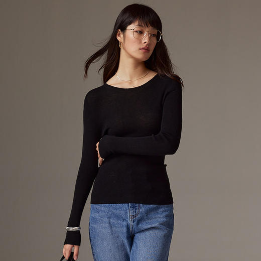 IN AND ON可机洗绵羊毛 无缝一体圆领针织打底衫53671 商品图2