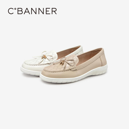 千百度小皮鞋秋季平底鞋舒适乐福鞋女休闲通勤豆豆鞋透气正装A23450506 商品图4