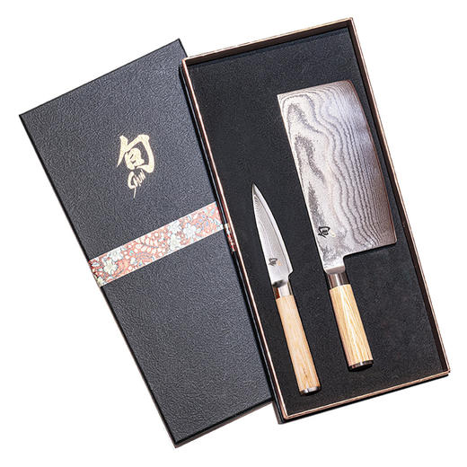 贝印日本进口旬刀VG10中式菜刀大马士革钢套装菜刀家用锻打切菜刀 商品图0