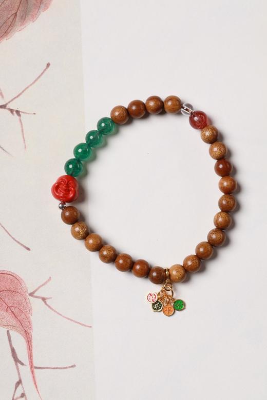 JSNM0127°老料金丝楠木|绿莓晶水晶手串 商品图0