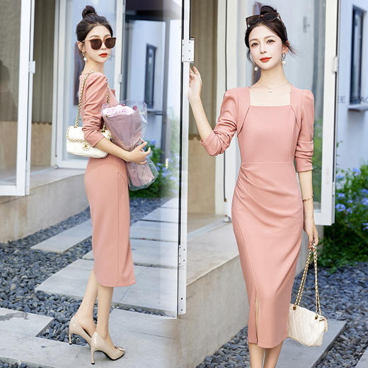 纯色简约，修身时尚潮流女人连衣裙HR-BBL23001 商品图4