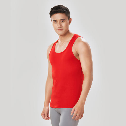 都市丽人都市锋尚轻暖保暖内衣男5至15度适穿棉莫代尔保暖背心薄款单件背心秋衣新年本命年红品FW34C9 商品图1