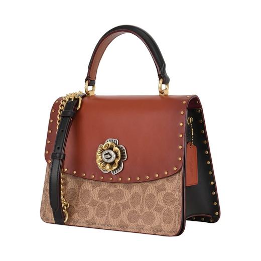 COACH 专柜款小号女士皮质山茶花手提斜挎包单肩包 商品图1