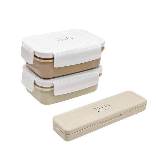 韩国可买思午餐盒四件套（餐盒450ml*2+筷子*1+收纳包*1） 商品图0