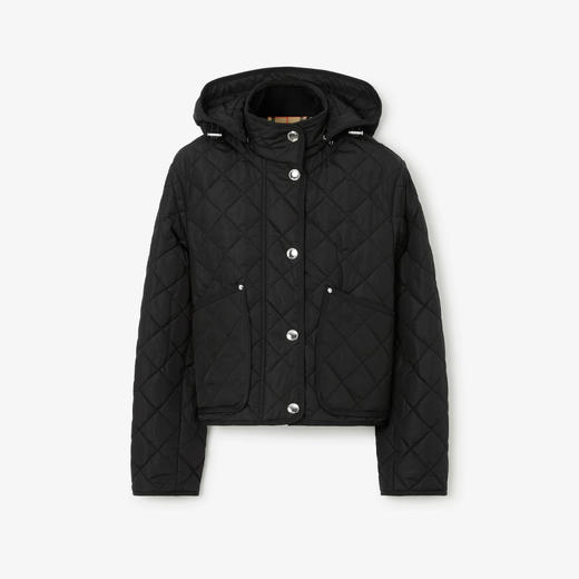 【一】BURBERRY 巴宝莉 女士菱形绗缝尼龙短款夹克棉服 黑色 8072798 A1189 商品图0