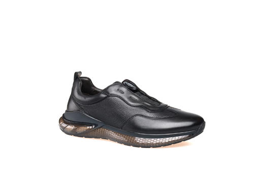 豪麟名鞋都彭男鞋牛皮革+鹿皮革休闲鞋E32280106黑色 商品图0