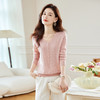 CC-16-2325早秋v领长袖t恤女装秋季2023新款短款打底衫春秋薄款内搭针织上衣 商品缩略图1