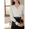 鹿向南《松烟入墨》新中式衬衫女2023新款复古长袖荷叶边上衣女 商品缩略图3