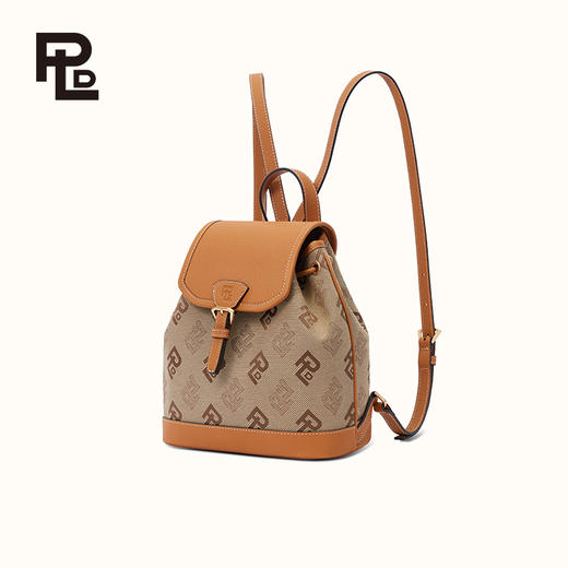 保兰德PLD东方雅奢贝壳系列翻盖双肩包织物拼接通勤必备女包 商品图3