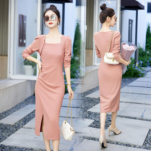 纯色简约，修身时尚潮流女人连衣裙HR-BBL23001 商品图3