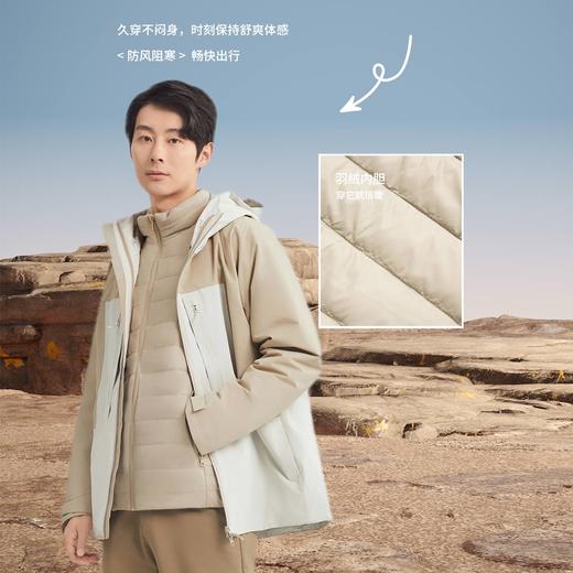 圣得西三合一羽绒内胆冲锋两件套冬季户外连帽外套撞色登山服2362942781 商品图2