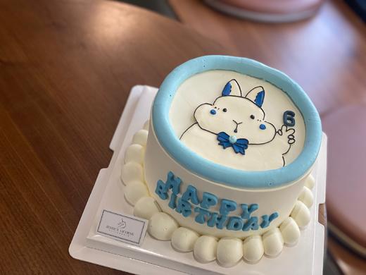 可爱兔子手绘奶油蛋糕 商品图0