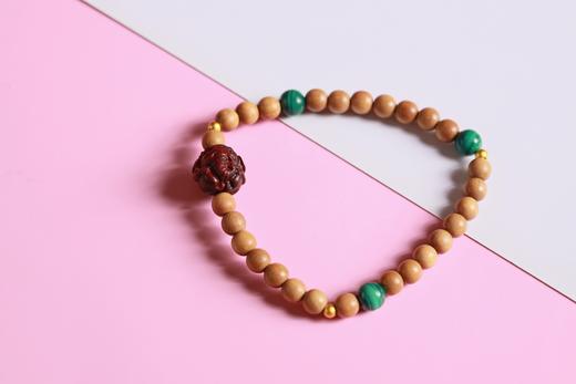 LSTX0200°印度老山檀香|孔雀石手链手串 商品图0