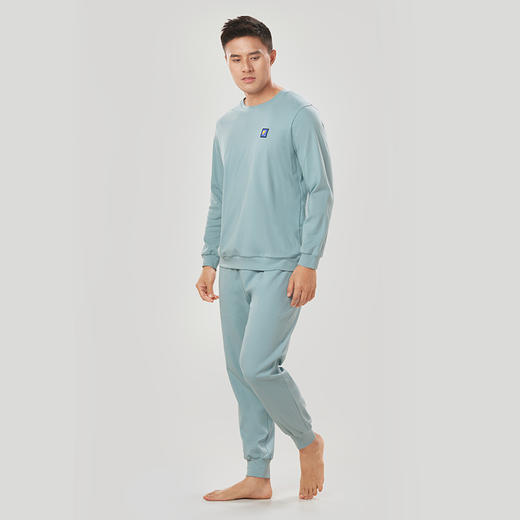 都市丽人都市锋尚舒适外出男士睡衣40支CVC双面棉质薄款长袖长裤类家居服套装FH32H7 商品图1