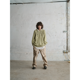 GOODBAI 916 logo刺绣麻花连帽毛衣外套