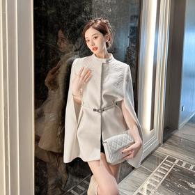 BeQueenStory【白雪踏歌】复古宫廷风名媛羊毛手工钉珠斗篷毛呢外套