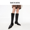 [捡漏价]lost in echo设计师品牌增高尖头牛皮粗跟阔腿显瘦侧拉链高筒长靴 商品缩略图4
