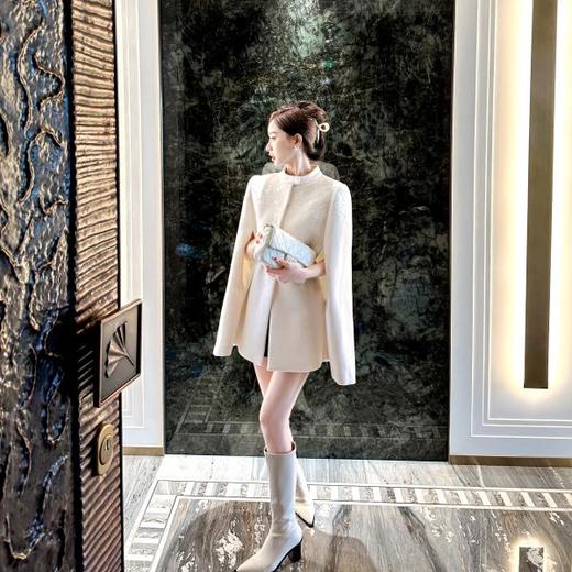 BeQueenStory【白雪踏歌】复古宫廷风名媛羊毛手工钉珠斗篷毛呢外套 商品图4