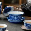 「素雅清丽！礼盒装」今丰唐冰梅老陶泥仿古青花壶承盖碗 三才盖碗功夫茶具陶瓷大号茶碗餐饮用具 商品缩略图1