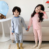 儿童条纹无骨保暖衣套装男女童德绒高领秋衣秋裤宝宝家居服睡 商品缩略图0