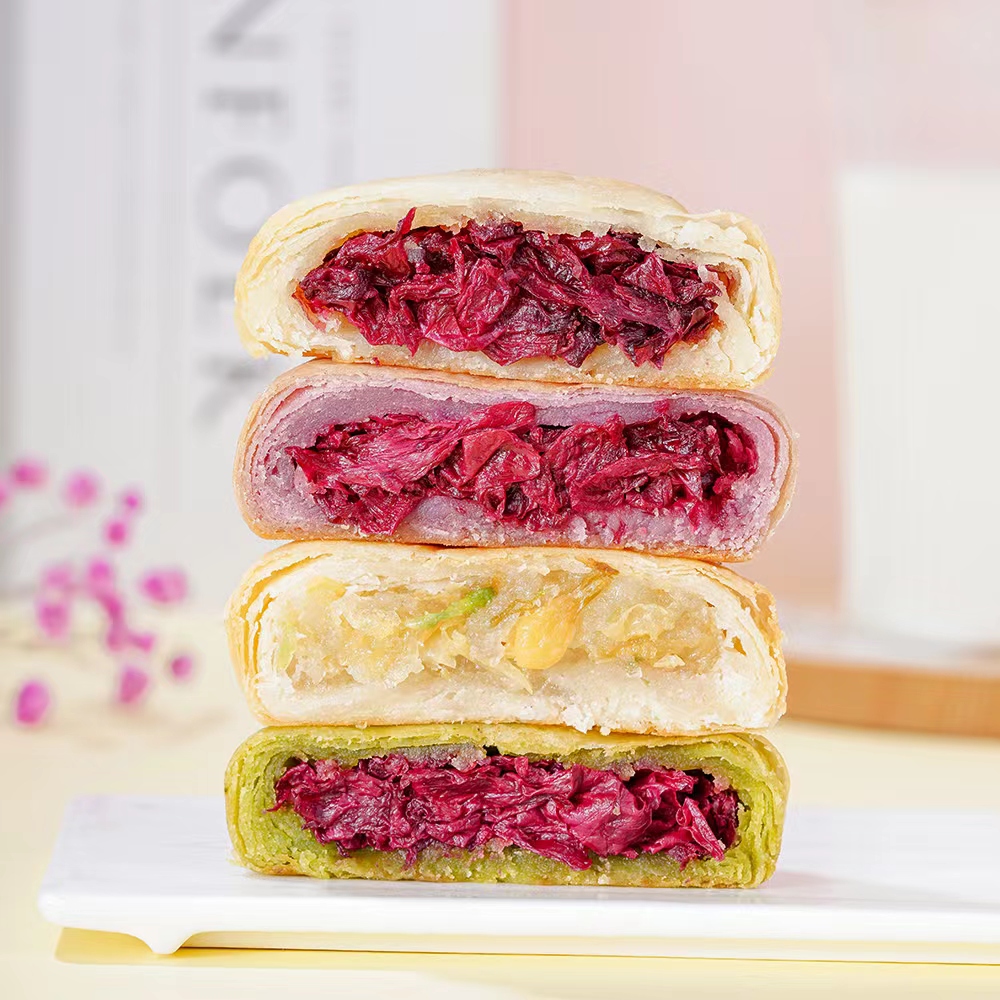 平价优选：普版现烤新鲜四味真花瓣鲜花饼（小个）30g*10枚/2盒