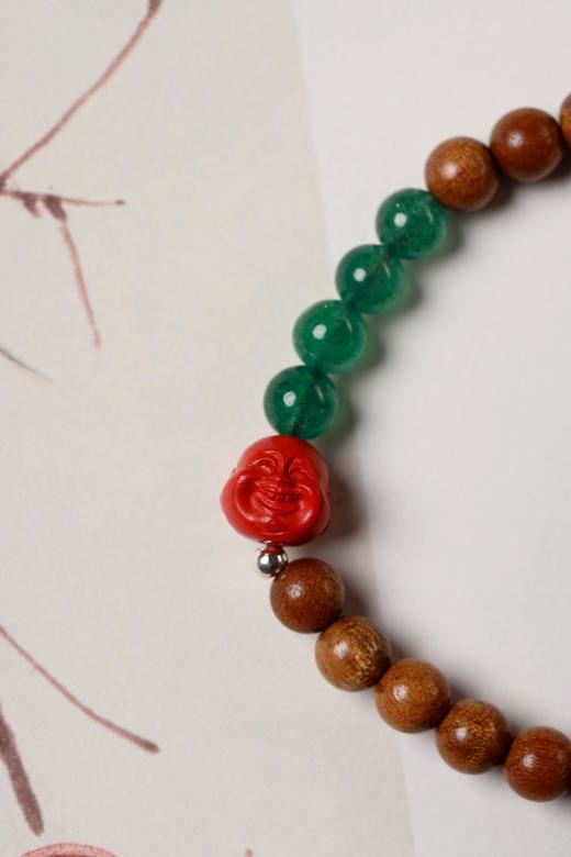 JSNM0127°老料金丝楠木|绿莓晶水晶手串 商品图2
