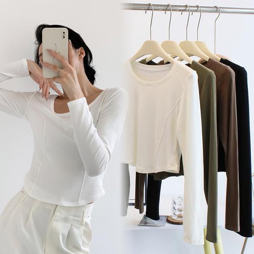 【59.9元两件 秋冬百搭】轻氧蛋白绒上衣丨鱼骨线修身显瘦 外穿内搭设计感长袖T恤 商品图0