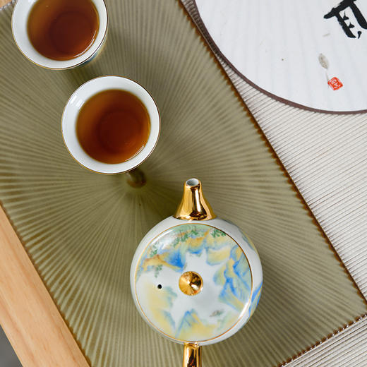 成艺茶具陶瓷茶具茶杯套装家用简约功夫茶具一壶两杯 千里江山 商品图4