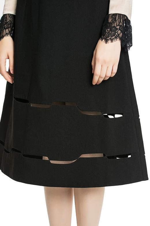 DONG DE XI 黑色高腰镂空伞裙 3710 商品图3