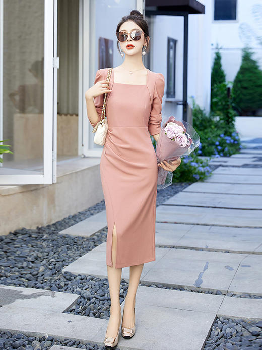 纯色简约，修身时尚潮流女人连衣裙HR-BBL23001 商品图8