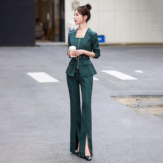 时尚简约，大方气质优雅收腰显瘦性感甜美百搭修身条纹两件套HR-HMQY2817 商品图8