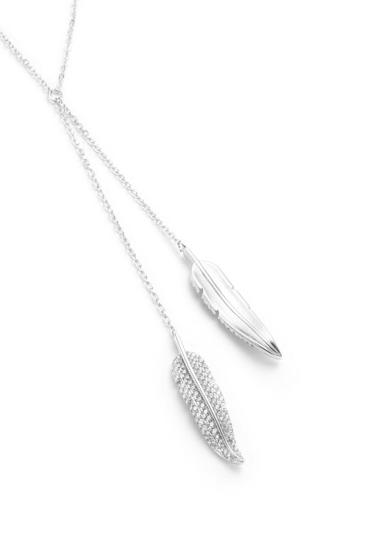 OCTAVIA 锆石树叶吊坠银色项链 7499 商品图2