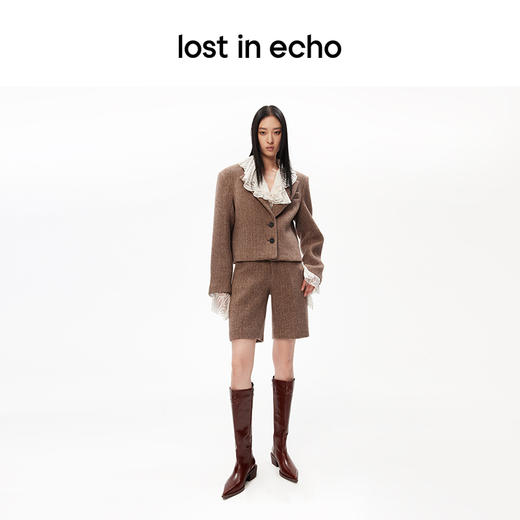 [捡漏价]lost in echo设计师品牌增高尖头牛皮粗跟阔腿显瘦侧拉链高筒长靴 商品图3