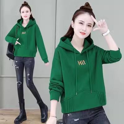 A895 连帽短款卫衣女爆款早春秋冬季2023年新款宽松加绒加厚小个子外套 商品图2