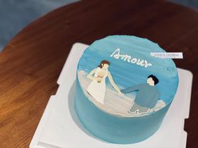 情侣手绘奶油蛋糕