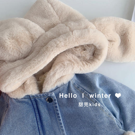 【秋冬新款！加绒牛仔外套】女童秋冬装加绒牛仔外套，儿童冬季加厚连帽牛仔衣，中小童女宝宝上衣li 商品图2