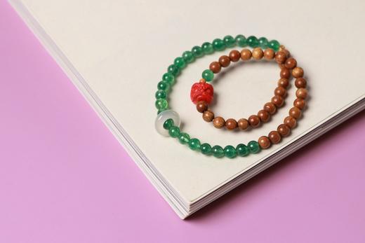 JSNM0126°老料金丝楠木|绿莓晶水晶手串 商品图1