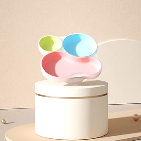 成长树宝宝彩色三格硅胶吸管餐盘