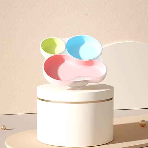 成长树宝宝彩色三格硅胶吸管餐盘 商品图0