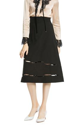 DONG DE XI 黑色高腰镂空伞裙 3710