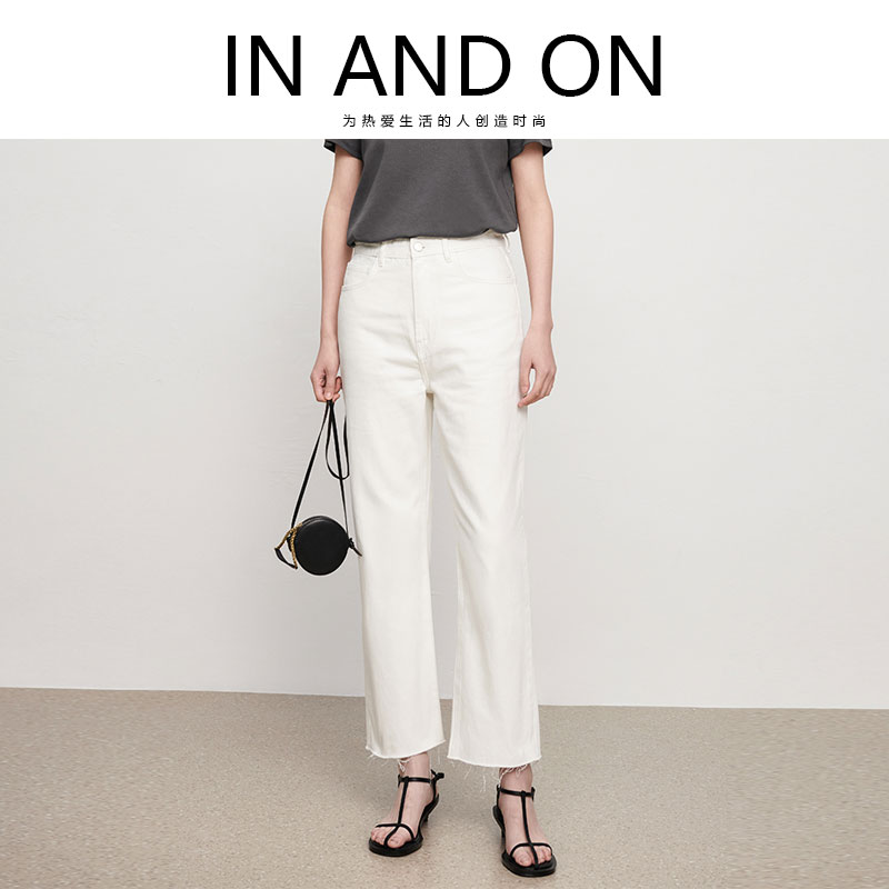 IN AND ON牛仔裤女新款直筒显瘦百搭显高通勤裤子53137